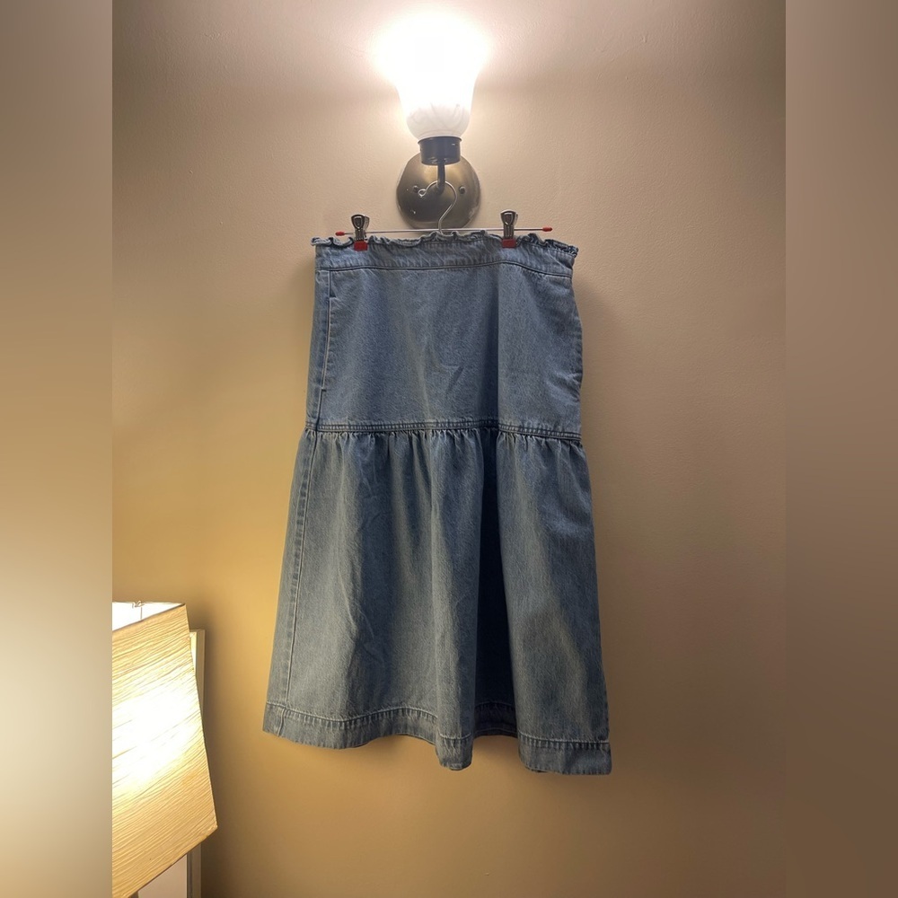 Madewell Denim Ruffle Pull On Skirt Size Medium - Picture 4 of 7